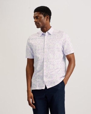 Chemises Ted Baker Short Sleeve Abstract Floral Violette Homme | IKZ-47533888